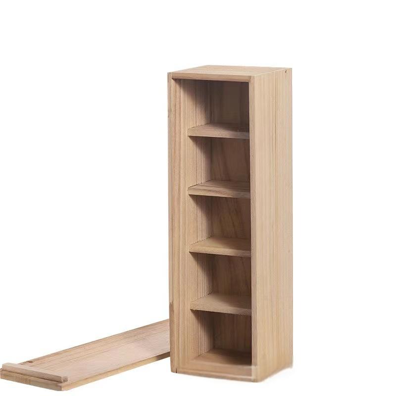 Hot Selling Wooden Compartmentalized Tea Gift Packing Box with Cover Desktop Items Storage Box Solid Wood Household Sorting Box