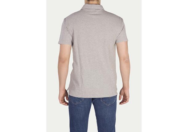 Grey Polyester Men's Polo Shirts With Pocket On The Left / Short Sleeve Polos