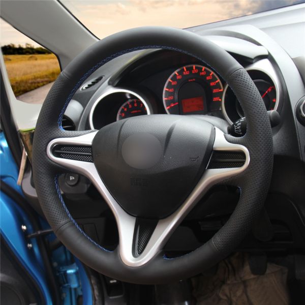 High Quality Sewing Leather Wrap Steering Wheel Cover Fit for Honda City Jazz 2009-2013 Insight 2010-2014