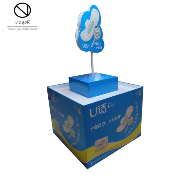 Retail Pop Display Racks Custom POS Round Drink Display Stand for Customized Shelves