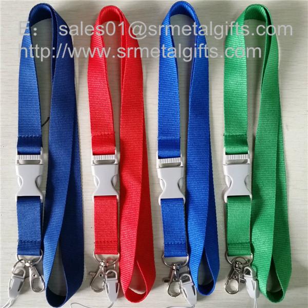 Dye coloured neck ribbon strap lanyard with dye colored plastic release buckle,