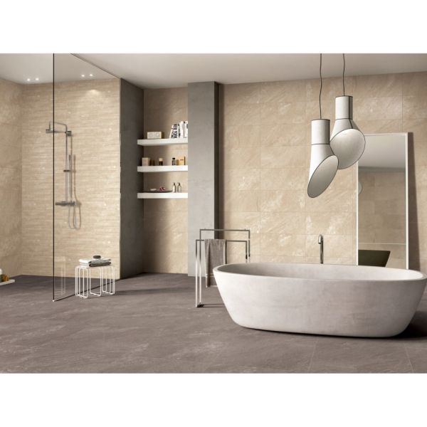 Deep Maroon Color Living Room Porcelain Floor Tile Thickness 9.5mm Durable