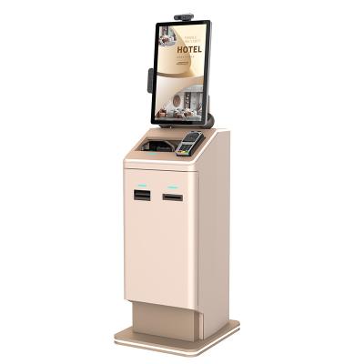 Hotel Airport Self Service Kiosk With Touch Screen POS Cash Payment Receipt Printer Camera Passport Scanner