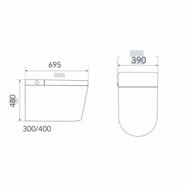 S Trap Heated Bidet Toilet Siphonic Intelligent Smart Toilet 390x695x480mm Orin OR2236