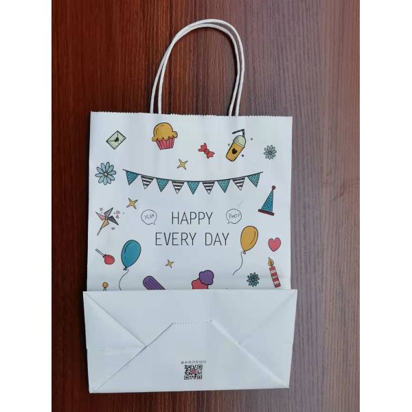 CMYK Printed Kraft Paper Takeaway Shopping Bags 60gsm Food Grade