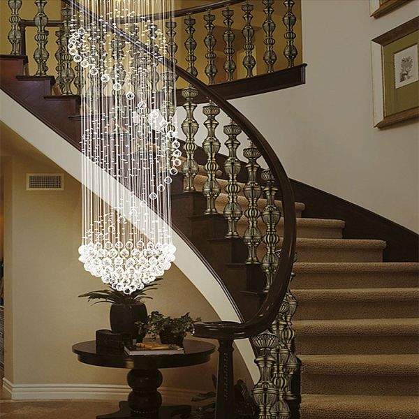 Interior Villa Staircase Crystal Pendant Light Fashionable For Corridor