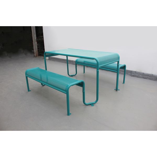 Waterproof Black Outdoor Picnic Tables , Powder Coated Steel Table Chair