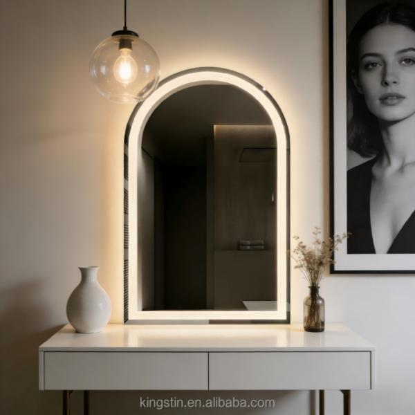Wholesale Frameless Smart Mirror With Led Light Custom Arch Rest Room Dimming Backlit Led Bathroom Mirror for Hotel