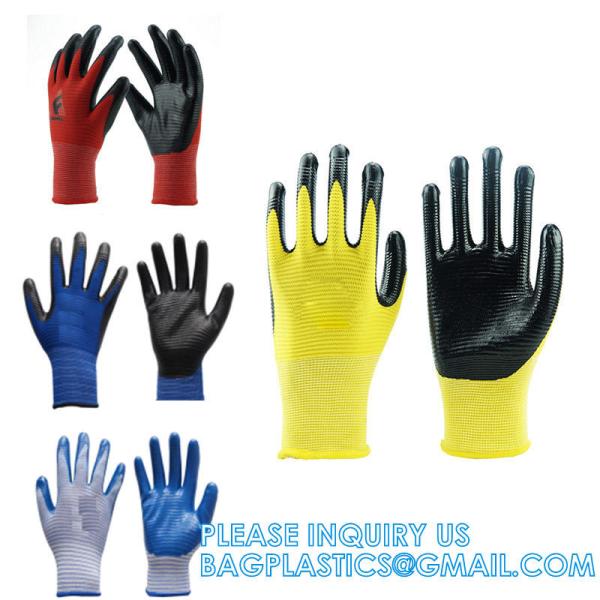Custom Nitrile Coating Firm Grip Work GlovesNitrile Work Gloves Cotton Shell Coated Safety Work Gloves