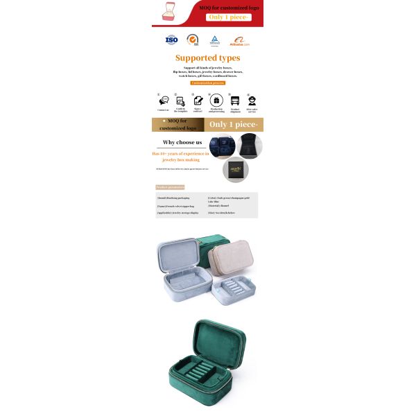 Boîte de rangement de bijoux en velours élégant pour boucles d'oreilles personnalisées Colliers et anneaux Nouveau style