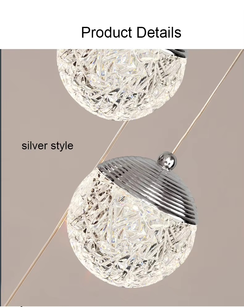 Éclairage suspendu en acrylique doré Dimmable Éclairage suspendu cristallin