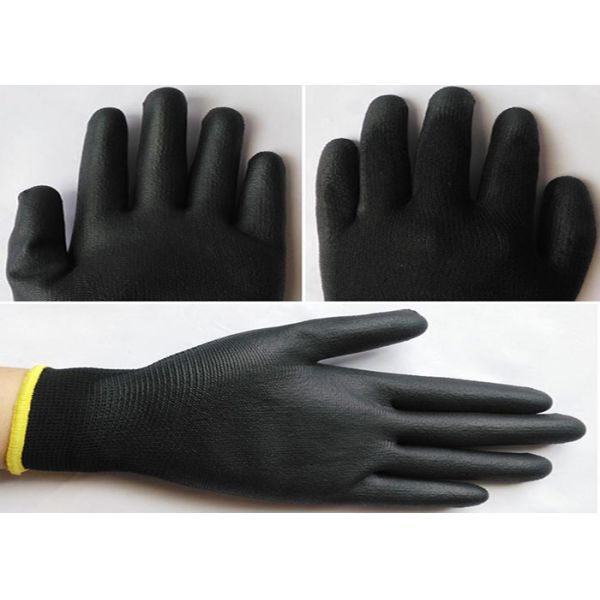 Black Polyurethane Coated Gloves Excellent Breathability For Industry Work