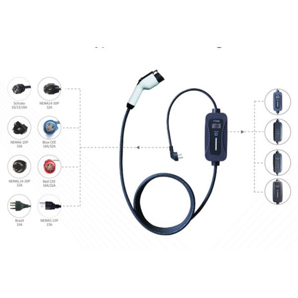 32A 250V Type1 Portable EV Charger 7KW Plug And Play Home Charging Point