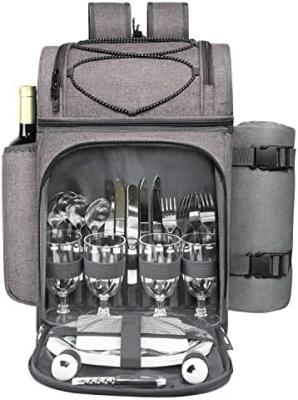 Hap Tim Picnic Backpack Cooler for 4 Person with Insulated Leakproof Cooler Bag, Wine Holder, Fleece Blanket,