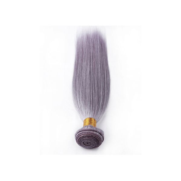 Customized Purple Grey Hair Silk Straight 100% Human Hair Can be flat ironed