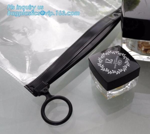 Professional factory price custom logo printed PE plastic slider zipper bags for packaging makeup cosmetic, slider zip