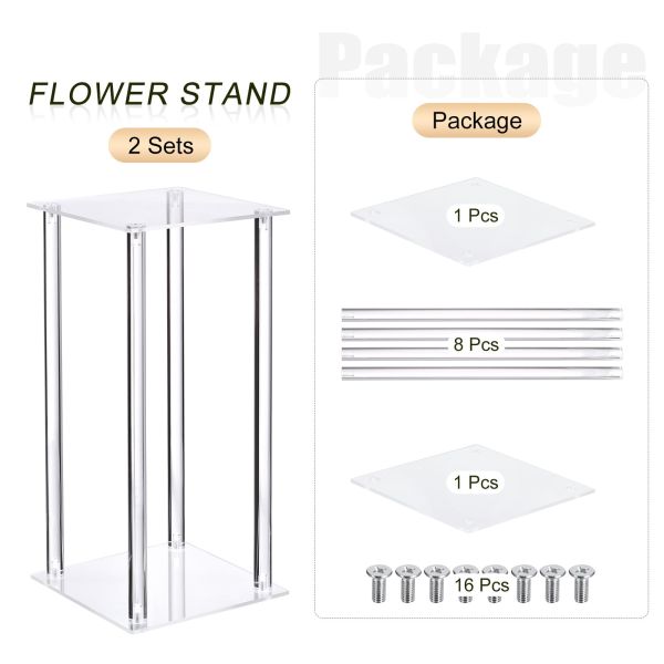 Plain 15,7 pouces haut Acrylique Fleur Stand Pour les noces Déjeuner Pièces centrales