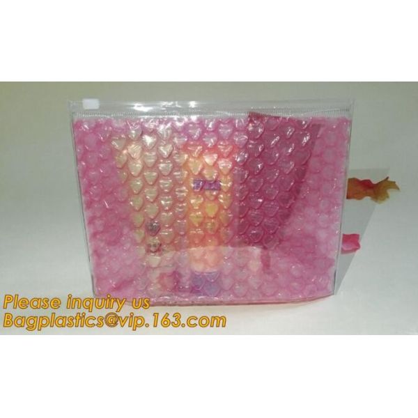 Holographic Zipper Slider Zip Lock Bubble Bag,Cosmetic Zipper Bag/Rose Gold Slider Bubble Bag with Logo,Slider Bubble Zi