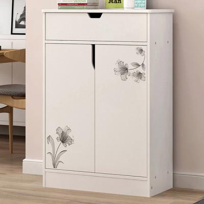 Melamine Coated Particle Board Wooden Shoe Storage Cabinet White Environmental Friendly