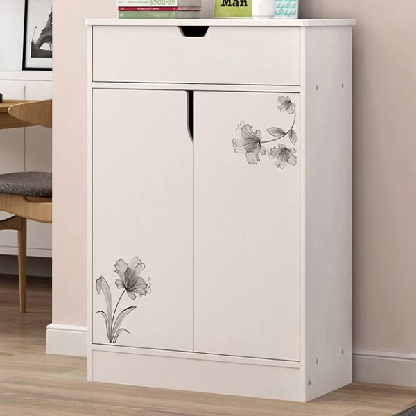 Melamine Coated Particle Board Wooden Shoe Storage Cabinet White Environmental Friendly