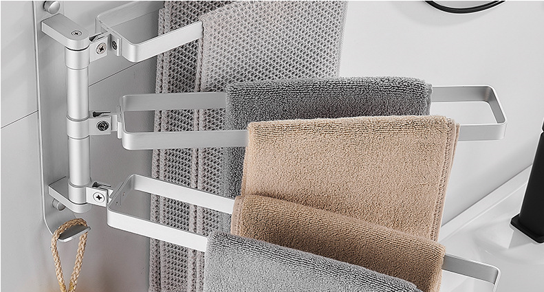 Aluminium Alloy 24cm Height Bathroom Towel Holder , 3 Tier Wall Mounted Towel Rack