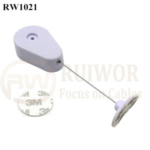 RW1021 Drop-Shaped Retractable Security Tether Plus 33x19MM Oval Sticky Flexible Rubber Tips For Curved Surface Product