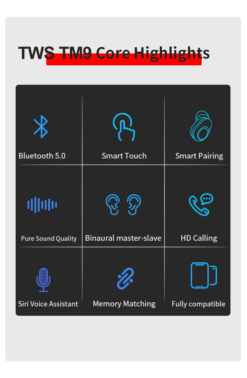 OEM True Wireless Stereo Earphone Traingle Charging Case Bluetooth TWS In Ear Earbuds