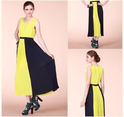 Заключите контракт плиссированное платье лодыжки макси, желтую длиннюю -линию ветроуловителя