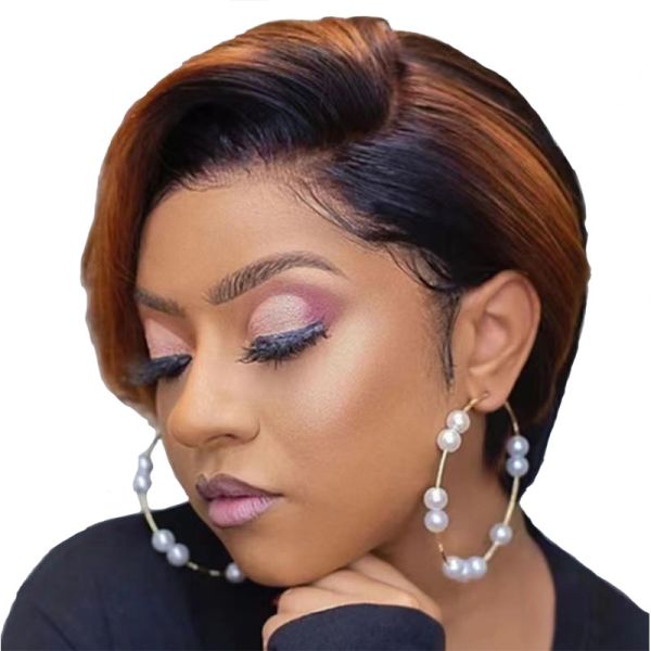 Top Hair T1B/30 Front Lace Human Hair 100% Short Wigs Natural Perruques Pieces for Women