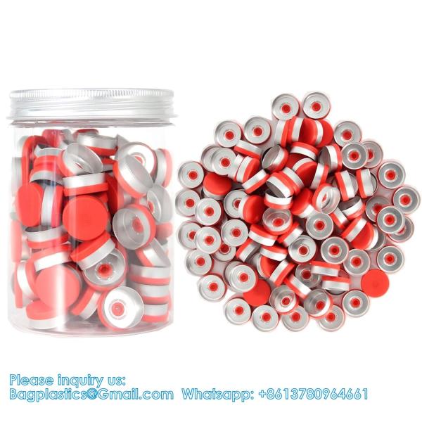 20mm Flip Top Caps Aluminum-Plastic Black Caps for Glass Vial Crimp Caps with White PTFE and Red Silicone Septa