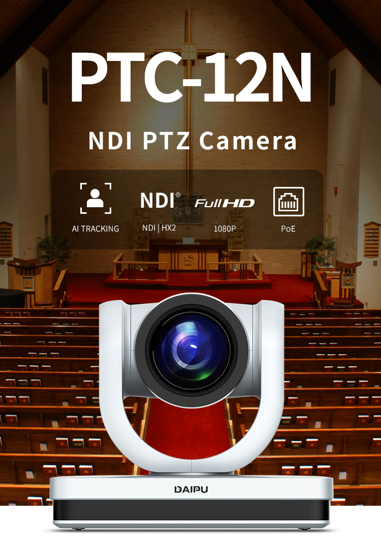 PTC-12N NDI HX2 PoE HD-MI 3G-SDI 1080P60 HD IP PTZ Camera Broadcasting at an Affordable