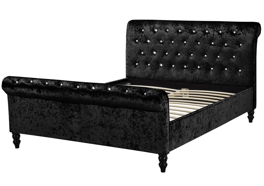 Обитая машинная плита саней переклейки черная с изголовьем/Footboard кнопок Dimond