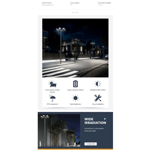 Die Casting Aluminum LED Outdoor Garden Solar Light All In One Street Light 48W 96W For Courtyards