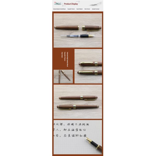 Lápiz de escritura de madera de nuez estilo retro clip de latón para oficina de negocios