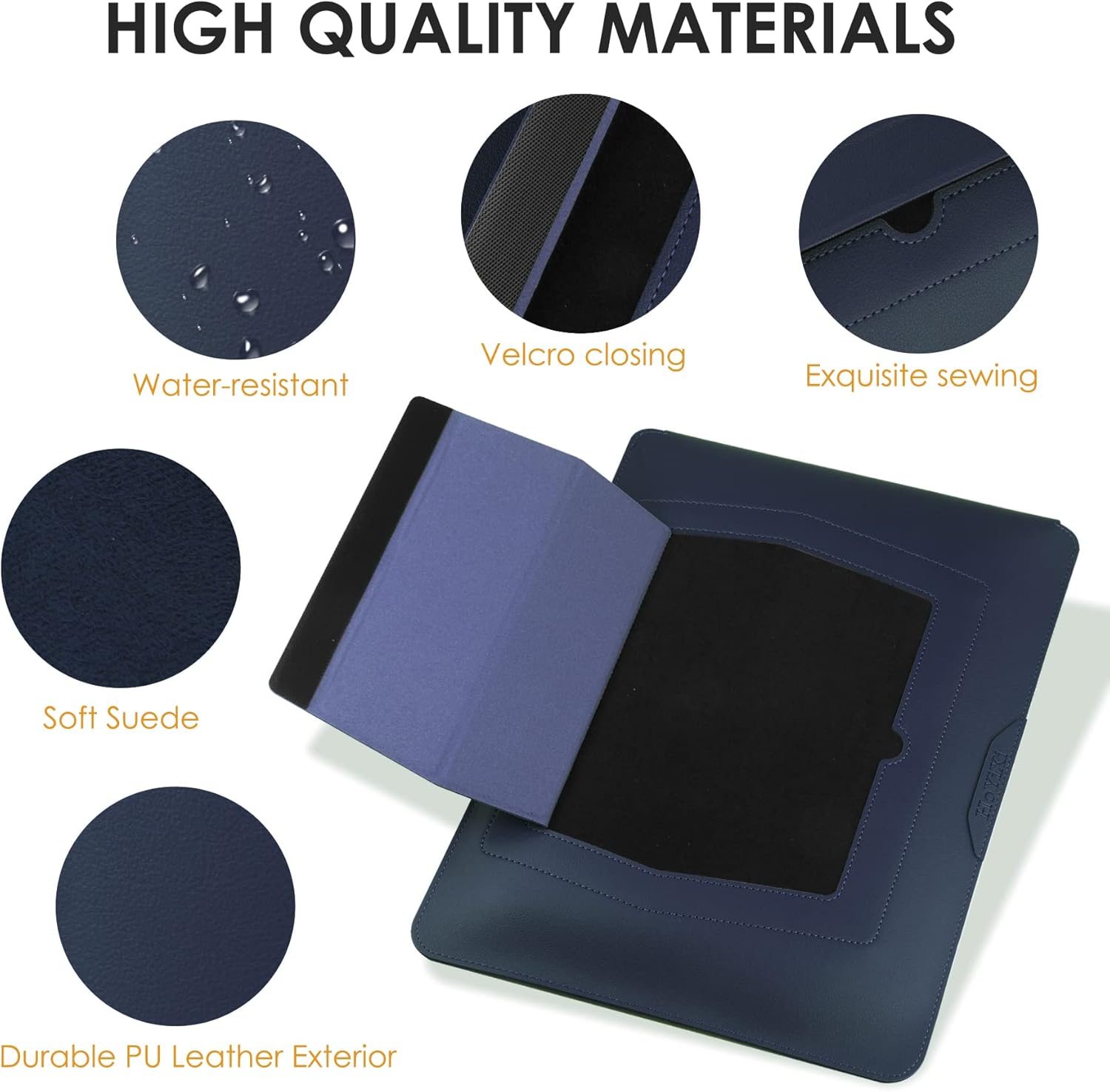 15 16 Inch Laptop Sleeve Case Leather Case with Adjustable Stand for MacBook Pro 16 2021 2019 Sleeve Pouch Blue PU Leather Bags Wholesale OEM/ODM/Private Label