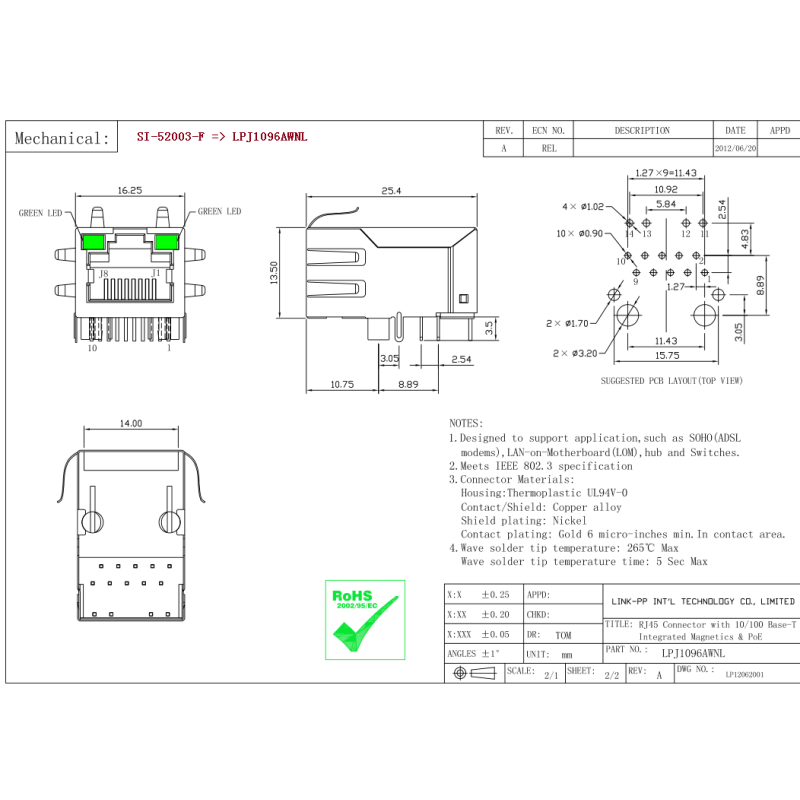 SI-52003-F 10/100M AutoMDIX Power over Ethernet Ethernet Adapter