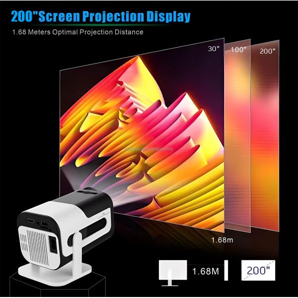 Mini Portable Smart Projector 4K Android 13.0 Resolution 2GB RAM LCD Home Video Theater Outdoor Use