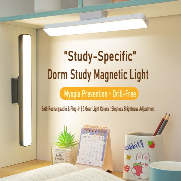 Rechargeable Magnetic ABS Table Lamp with Remote Control LED Night Light Touch Reading Light for Students Living Room Gift