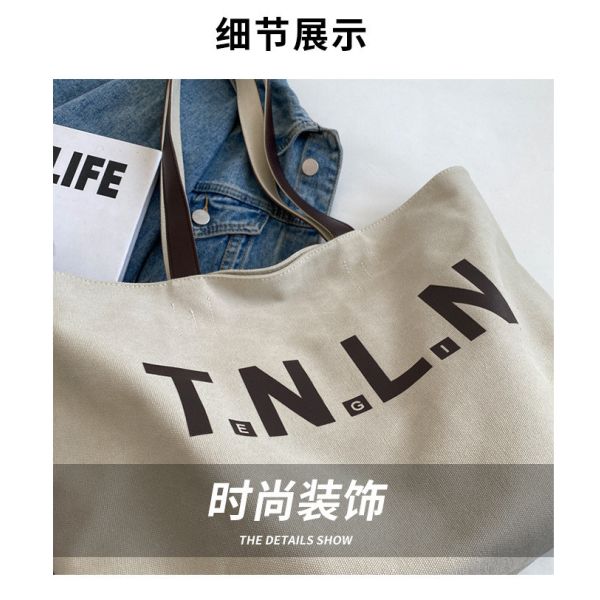 LARGE CAPACITY CANVAS HANDBAG STUDENT FASHION COMMUTER MAKEUP BAG MOMMY BAG