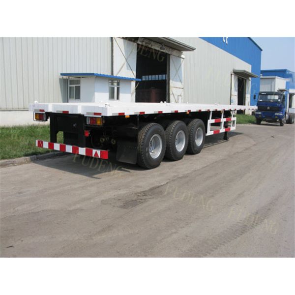 Custom Made Truck Flatbed Trailers Double Axles Mechanical / Air Suspension