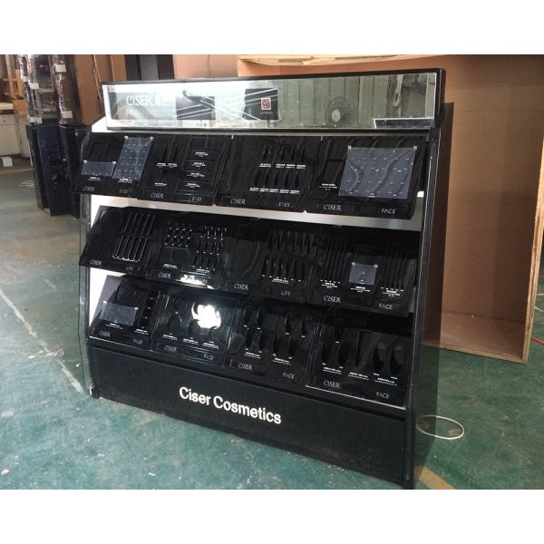 Деревянные косметические полки дисплея для установки магазина поставки красоты легкой