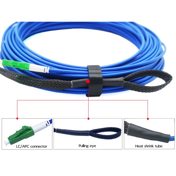 Pre Terminated FTTH Armoured Fiber Optic Patch Cord LC APC UL V0 Flame Retardant