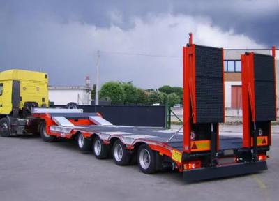 60-100 Ton Heavy Duty Bulldozer Cargo Transporting Low Bed Low Profile Retractable Trailer
