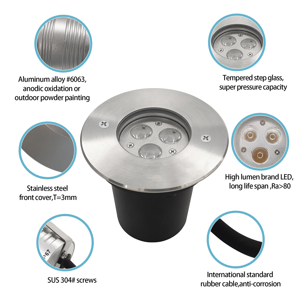 Подземные светодиодные огни для гаража 3W 6W 9W