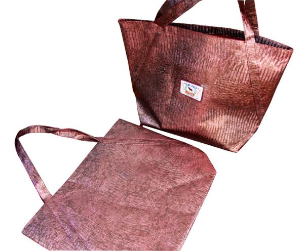 Non Woven Fabric Crocodile Veins Reusable Carrier Bags With Woven Patch Logo