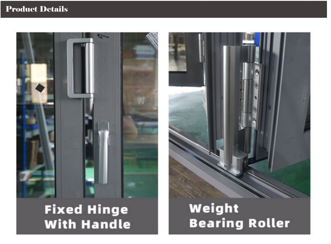 Narrow Sided Aluminum Folding Doors , Black Anodized Double Track Doors ISO45001