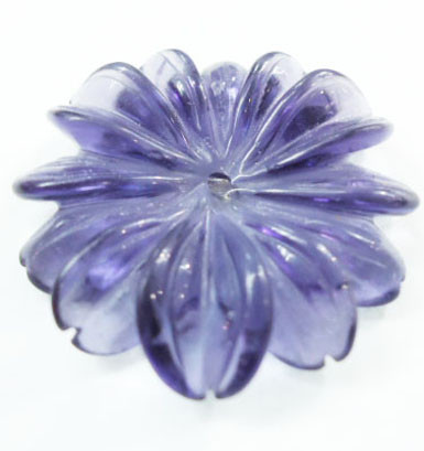 Blue / Green / Purple Flower Craft Colored Semi Precious Gemstones Carving Jewellery