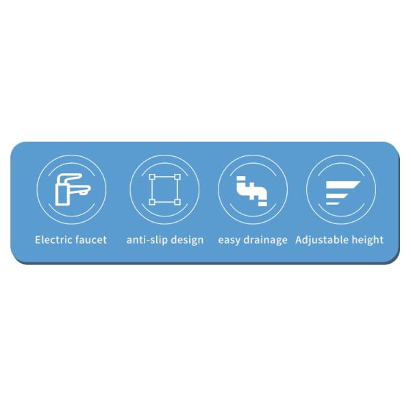 Ouninbear Sink Kids Wash Basin Plastic With Light And Water Tank In White