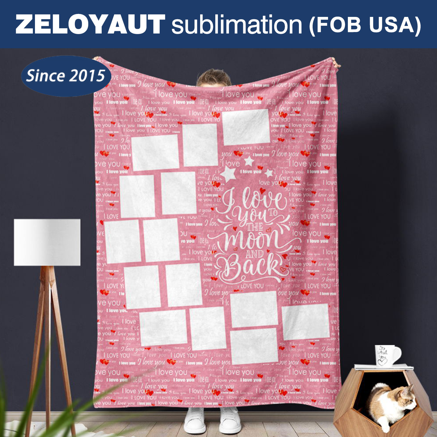 ZELOYAUT Personalized Printed Blanket 100% Polyester Velvet Love Style Moon Panel Multiple Colors 50*60 Knitted Technique