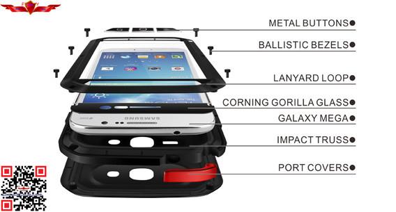 New Aluminum Dirtproof/Shockproof/Waterproof Case For Samsung Galaxy Mega 5.8 Git Box Yes